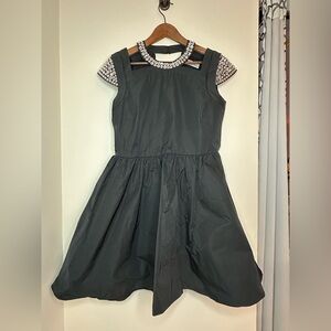 RED Valentino Black Dress with Embellished Collar and Sleeves